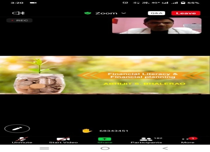 Mr. Abhijit Bhalerao, Angul, Odisha delivering lecture as a resource person in state level webinar on ‘Financial Literacy and Financial Planning’
