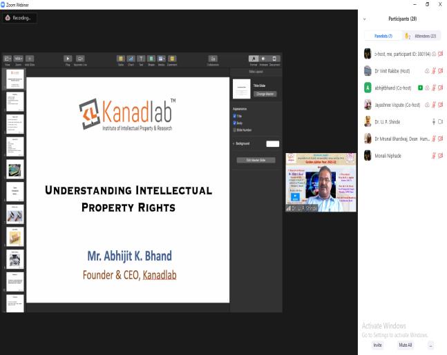 National Level Webinar on “Intellectual Property Rights