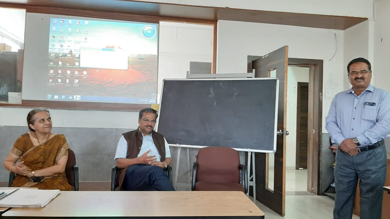 Dr. U. P. Shinde, Coordinator of Ph. D. Course Work gives brief introduction of Resource Persons Prof. Dr. A. D. Shaligram, and Prof. Smt.  Dr. D. C. Gharpure.