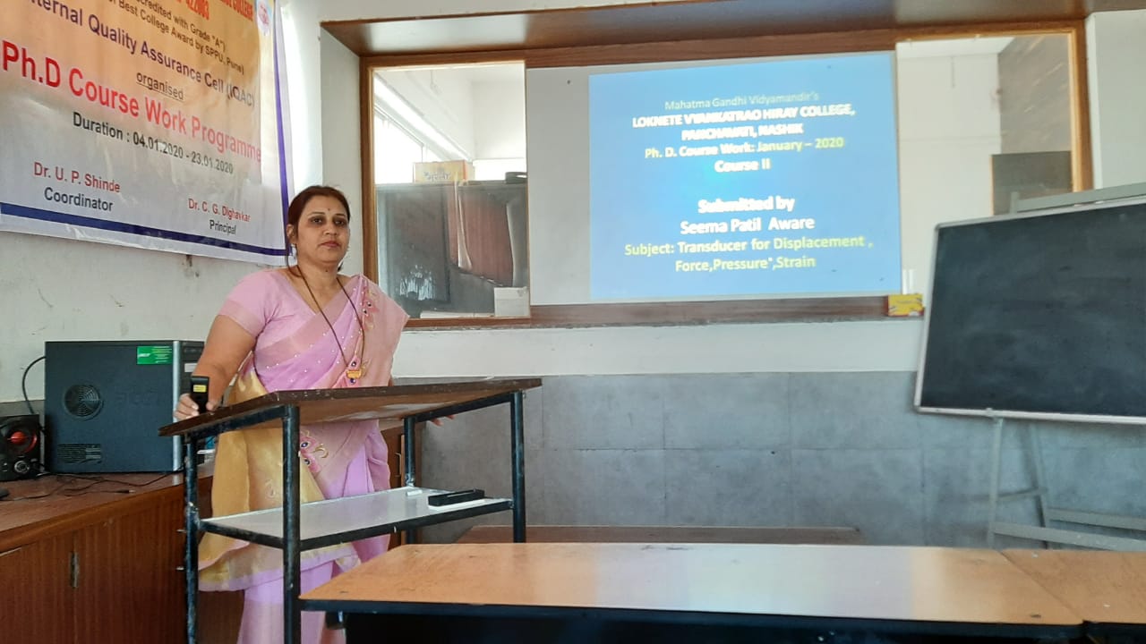 Research Scholar delivering seminar during Ph.D. course work- Jan 2020.