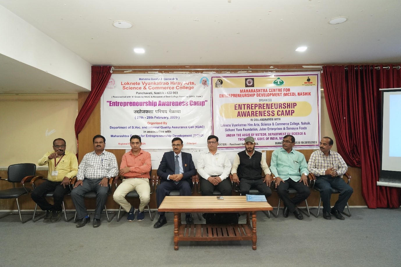 Department of B.Voc & Internal Quality Assurance Cell (IQAC) of Loknete
Vyankatrao Hiray Arts, Science & Commerce College, Panchavati in association with
Maharashtra Center for Entrepreneurship Development (MCED) jointly organized “Three-
day Entrepreneurship Awareness Camp” from 27 th to 29 th February 2020 for Vocational
students.