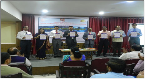 National workshop on“Emerging Trends in Chemistry and Nanosciences”
											Principle Dr. B.S. Jagdale, Head Prof. Dr. K. H. Kapadnis and Department of Chemistry and dignitaries publishing souvenir of the conference.
											