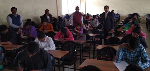Principal Dr. Dighawkar with Prof. D. S. Shinde (NCC), Prof. S. P. Vyalij (Librarian), Dr. P. Y. Vyalij, HOD, Geography visited the Geography General Knowledge Competitive Exam Hall. on the occasion of Geography Day (14 Jan. 2019).
										